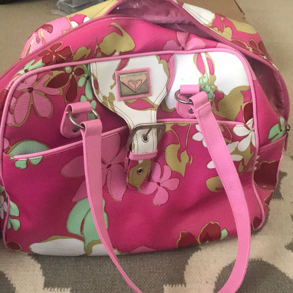 Pink duffel, matching cosmetic case